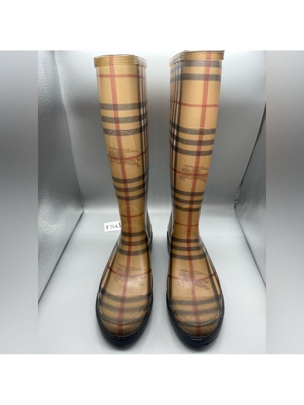 Women's Burberry House Check Pattern /Mid- Calf Rubber Rain Boots/Womens Size 37 - Picture 5 of 10